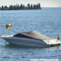 Erfolgreiche Möwenabwehr auf Sportboot Persenning.