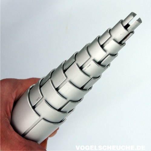 Nahaufnahme der ausziehbaren Aluminium-Teleskoprute mit ihren Steckverbindungen.